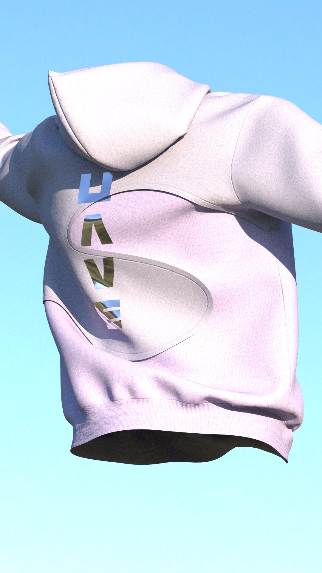 Muave ball logo hoodie close-up